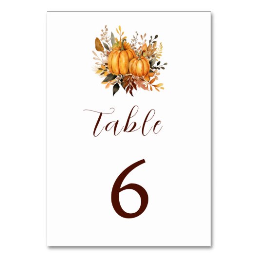 秋ミニマルの結婚かぼちゃ招待状 テーブルナンバー (正面)