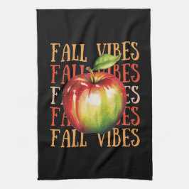 秋ミニマルをテーマにした | 秋ビベスブラック キッチンタオル