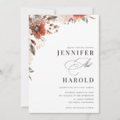 秋ミニマルフローラは明らかだ結婚 招待状 (正面)