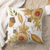 秋ムードアコーンオークウォーターカラーアート クッション (ブランケット)