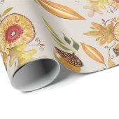 秋ムードアコーンオークウォーターカラーアート ラッピングペーパー (ロールコーナー)