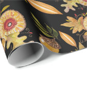 秋ムードアコーンオークウォーターカラーアート ラッピングペーパー (ロールコーナー)