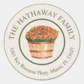 秋ムーム差出人住所ラベル ラウンドシール (正面)