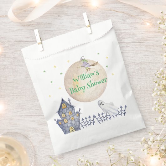 秋ムーンウィッチ不気味ハウスベビーシャワー フェイバーバッグ (クリップ留めされた状態)