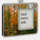 秋メープルツリーズ秋の自然写真 シルバープレートフレームオーナメント (右)