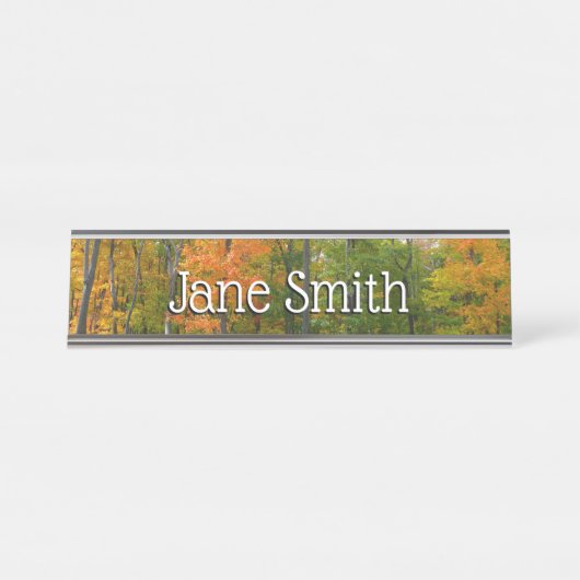 秋メープルツリーズ秋の自然写真 デスクネームプレート (正面)