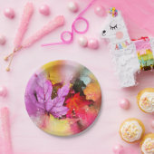 秋メープルリーフウォーターカラー秋パステルカラフル ペーパープレート (パーティー)