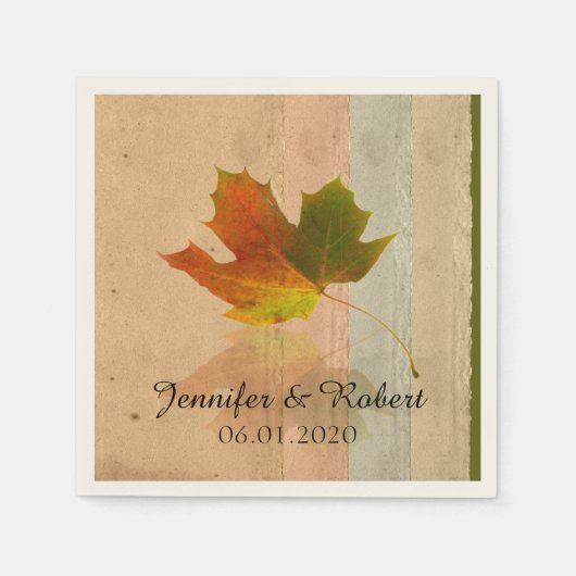 秋メープルリーフ結婚ズナプキン スタンダードカクテルナプキン (正面)