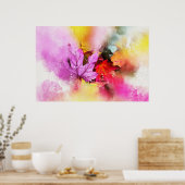 秋メープル葉ウォーターカラー秋パステル ポスター (キッチン)