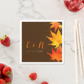 秋メープル葉スチョコレートブラウン結婚ズ スタンダードカクテルナプキン (インサイチュ)