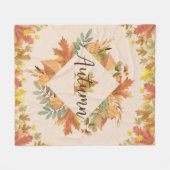 秋メープル葉ズモノグラムフリースブランケット フリースブランケット (正面(横))