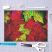 秋メープル葉レッドイエローブラックアート 薄葉紙 (クラフト)