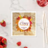 秋メープル葉紙テクスチャー感謝祭 スタンダードカクテルナプキン (インサイチュ)