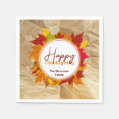 秋メープル葉紙テクスチャー感謝祭 スタンダードカクテルナプキン (正面)