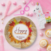 秋メープル葉紙テクスチャー感謝祭 ペーパープレート (パーティー)