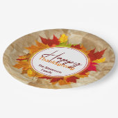 秋メープル葉紙テクスチャー感謝祭 ペーパープレート (アングル)