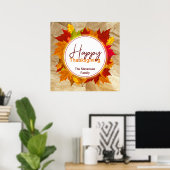 秋メープル葉紙テクスチャー感謝祭 ポスター (ホームオフィス)