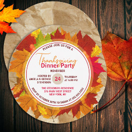 秋メープル葉紙テクスチャー感謝祭 招待状