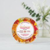 秋メープル葉紙テクスチャー感謝祭 招待状 (スタンド正面)