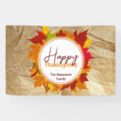 秋メープル葉紙テクスチャー感謝祭 横断幕 (横)