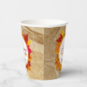 秋メープル葉紙テクスチャー感謝祭 紙コップ (右)
