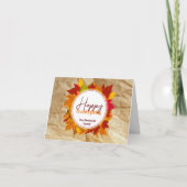 秋メープル離れの紙テクスチャ感謝祭 カード (正面)