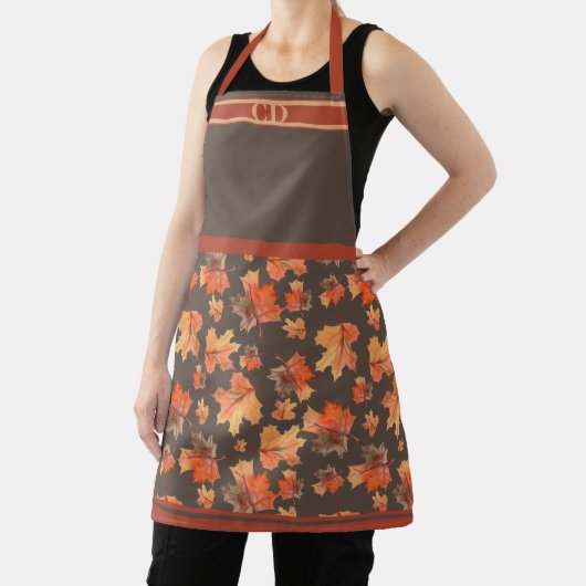 秋メープル離れズオールオーバープリントブラウンモノグラム エプロン (インサイチュ)