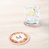 秋メープル離れズモノグラム ラウンドペーパーコースター (インサイチュ)