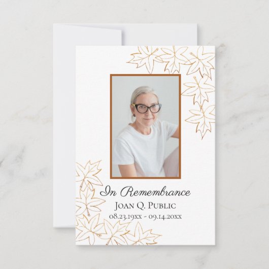 秋メープル離れズ葬式ウェイクメモリアル悔やみや弔慰 サンキューカード (正面)