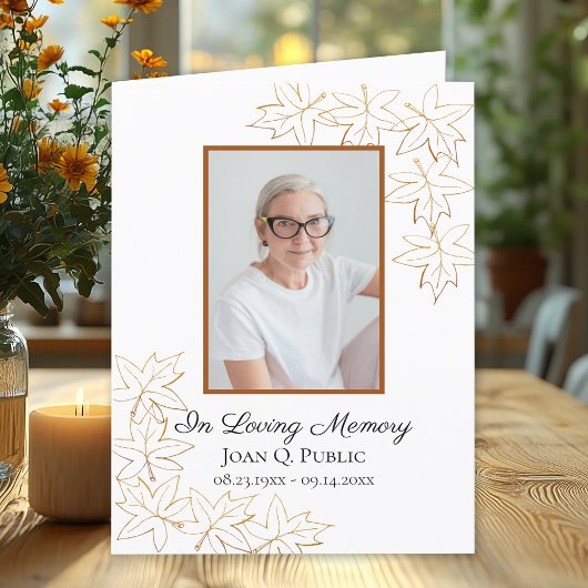 秋メープル離れズ葬式ウェイクメモリアル悔やみや弔慰 サンキューカード