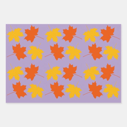 秋メープル離れラッピングPapフラットシートセット3 ラッピングペーパーシート (正面)