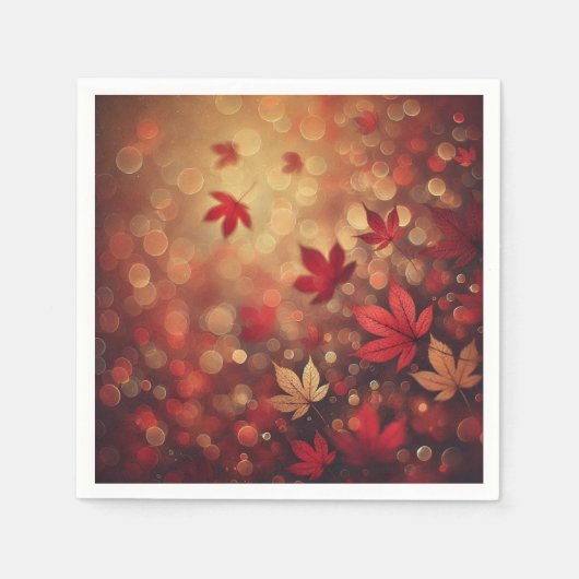 秋メープル離れ《写真》ぼけ味エフェクトの切り離し紙 スタンダードカクテルナプキン (正面)