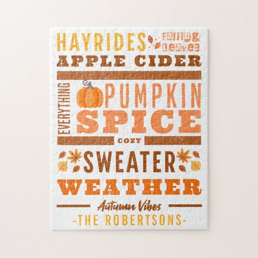 秋モダンのインスパイア秋ビブパーソナライズされたス ジグソーパズル (縦)