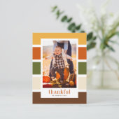 秋モダンのストライプ写真感謝祭 シーズンポストカード (スタンド正面)