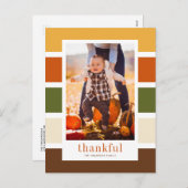 秋モダンのストライプ写真感謝祭 シーズンポストカード (正面/裏面)