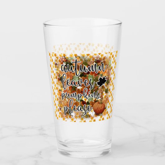 秋モダンのパンプキ葉ン タンブラーグラス (正面)