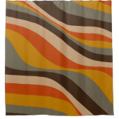 秋モダンの抽象芸術の地音の波線 シャワーカーテン (正面)