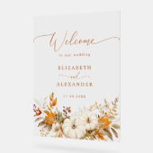 秋モダンの結婚焼けオレンジ アクリルサイン (傾斜)