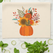 秋モダンの花カボチャ キッチンタオル (折り畳み)