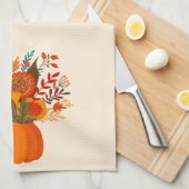 秋モダンの花カボチャ キッチンタオル (四つ折り)