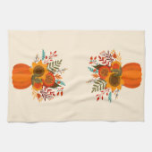 秋モダンの花カボチャ キッチンタオル (横)