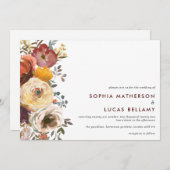 秋モダンの花結婚の 招待状 (正面/裏面)