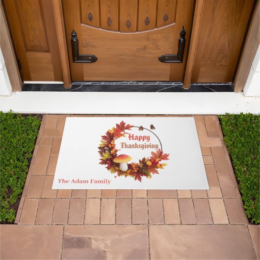 秋モダンの離れ幸せ感謝祭 ドアマット (室外)