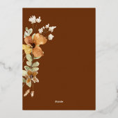 秋モダンエレガント秋の結婚式金ゴールド 箔招待状 (裏面)