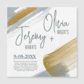 秋モダンエレガント金ゴールドの結婚保存 マグネット招待状 (正面)