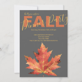 秋モダンオレンジグレーディナーパーティの招待状 招待状