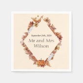 秋モダンオレンジボホのディナ結婚ーカクテル スタンダードカクテルナプキン (正面)