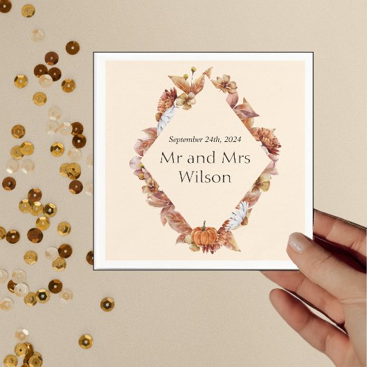 秋モダンオレンジボホのディナ結婚ーカクテル スタンダードカクテルナプキン