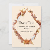 秋モダンオレンジBOHOサンキューカード 招待状 (正面)