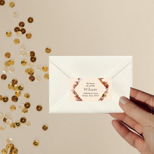 秋モダンオレンジBOHO差出人住所 ラベル